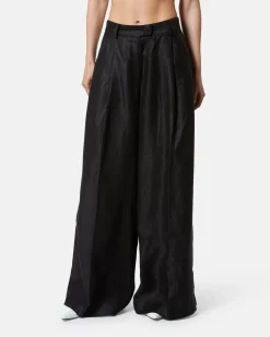 Large high -waisted trousers in linen