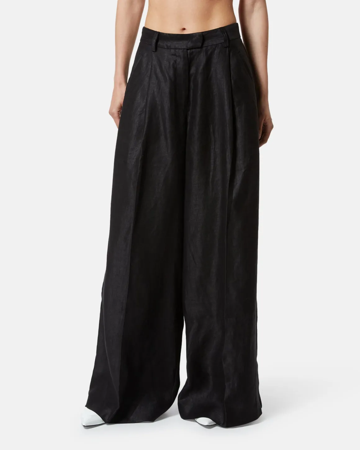 Large high -waisted trousers in linen