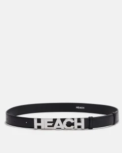 Leather belt with maxi logo