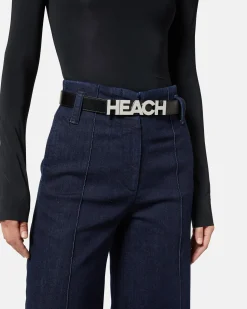 Leather belt with maxi logo