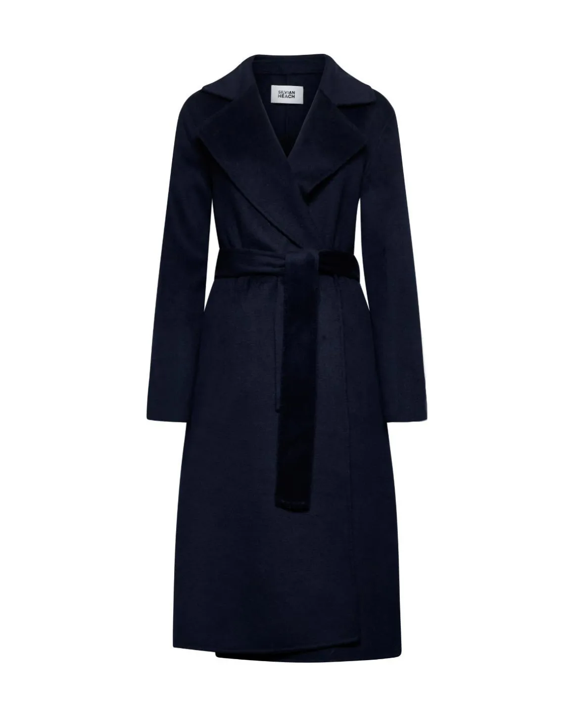 Long coat with tone-on-tone belt