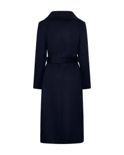 Long coat with tone-on-tone belt