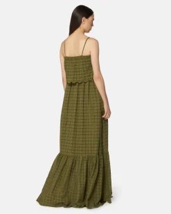 Long dress in sangallo with thin straps