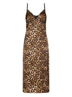 Long dress with animal motif and thin straps