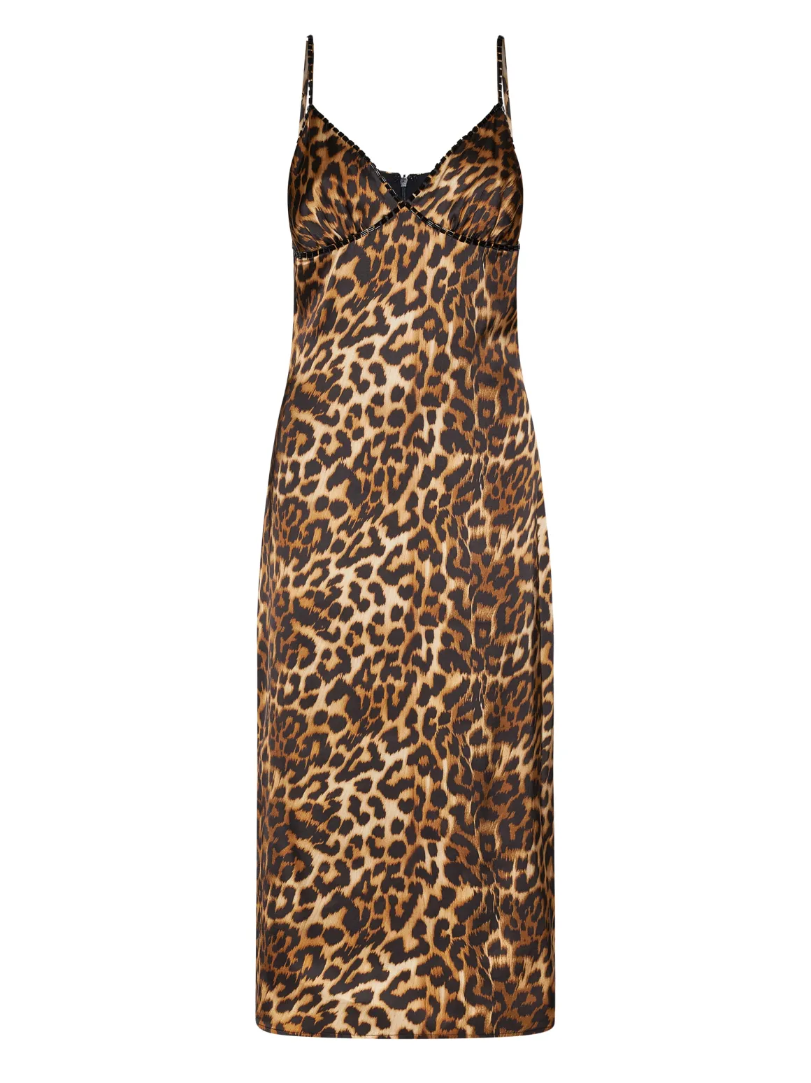 Long dress with animal motif and thin straps