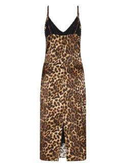 Long dress with animal motif and thin straps