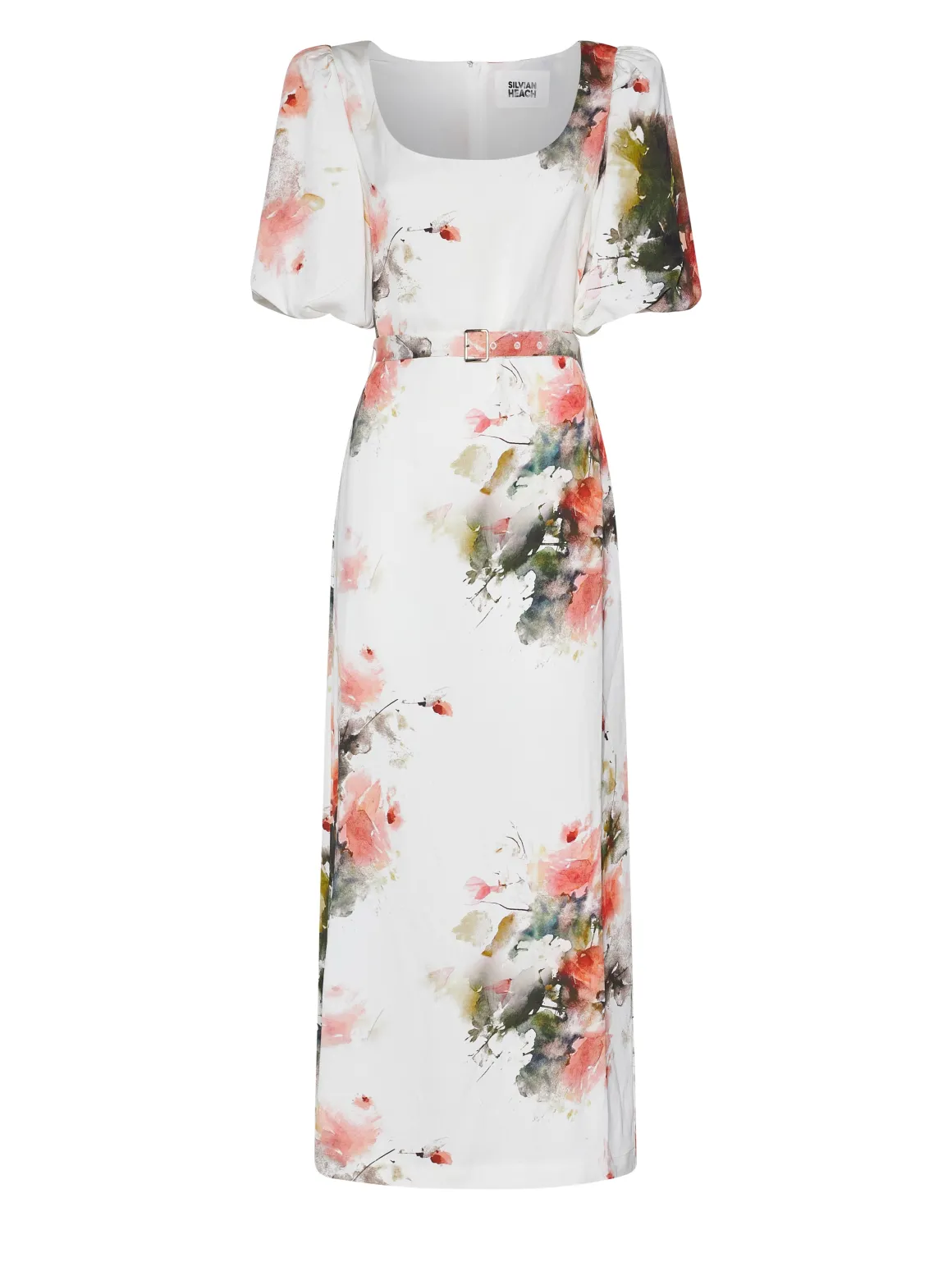 Long Dress with Artistic Pattern and Short Sleeves