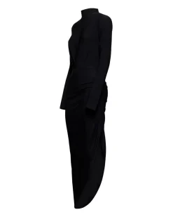 Long dress with asymmetrical drape