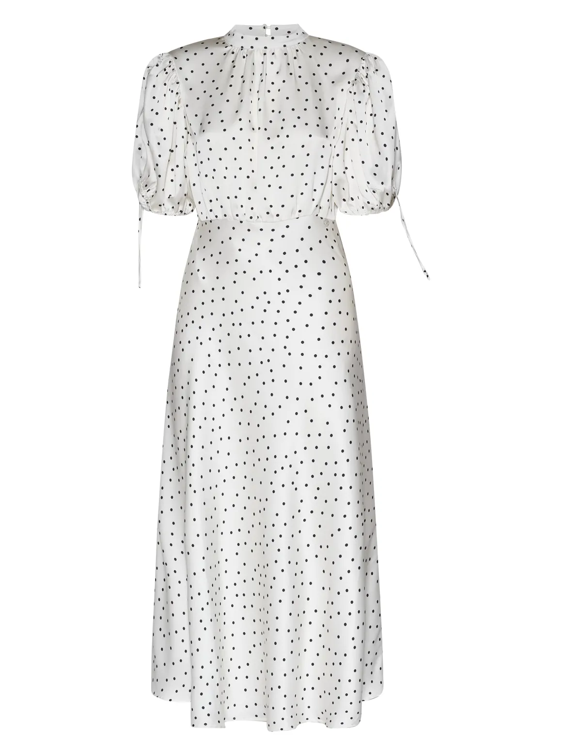 Long dress with graphic pattern and voluminous sleeves