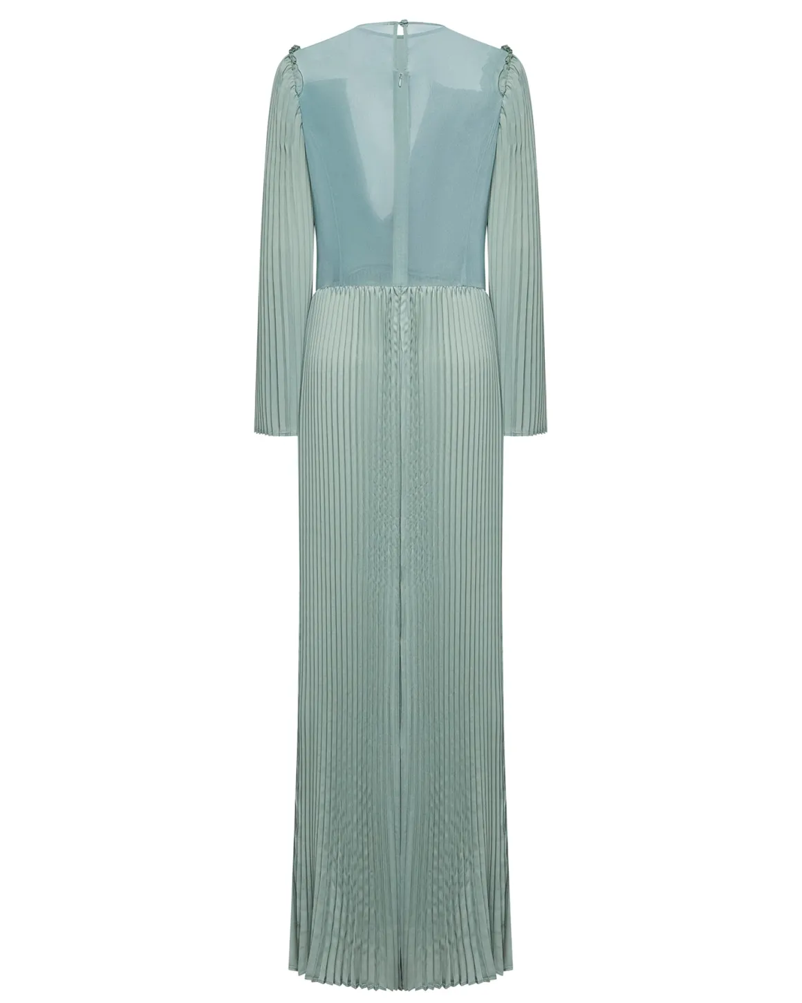 Long dress with pleats and crossover neckline