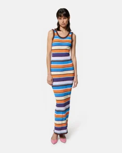 Long multicolored striped dress