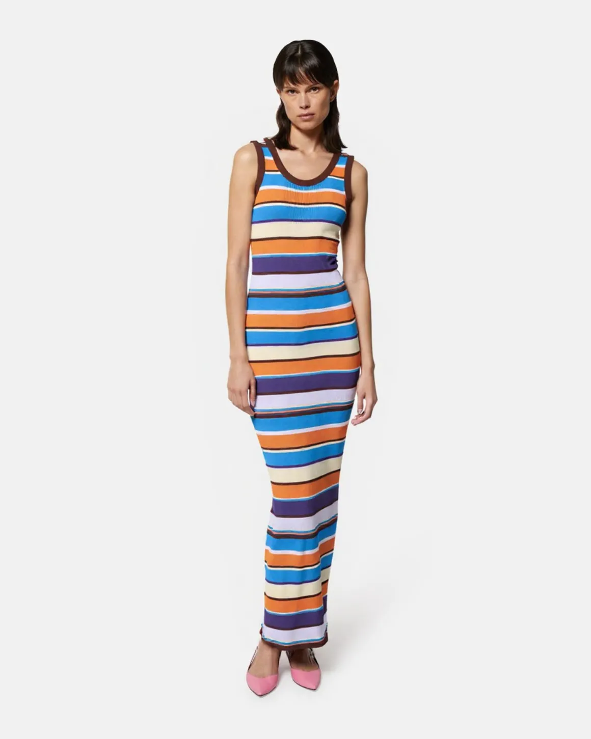 Long multicolored striped dress