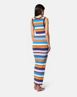Long multicolored striped dress