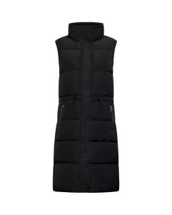Long padded vest with belt