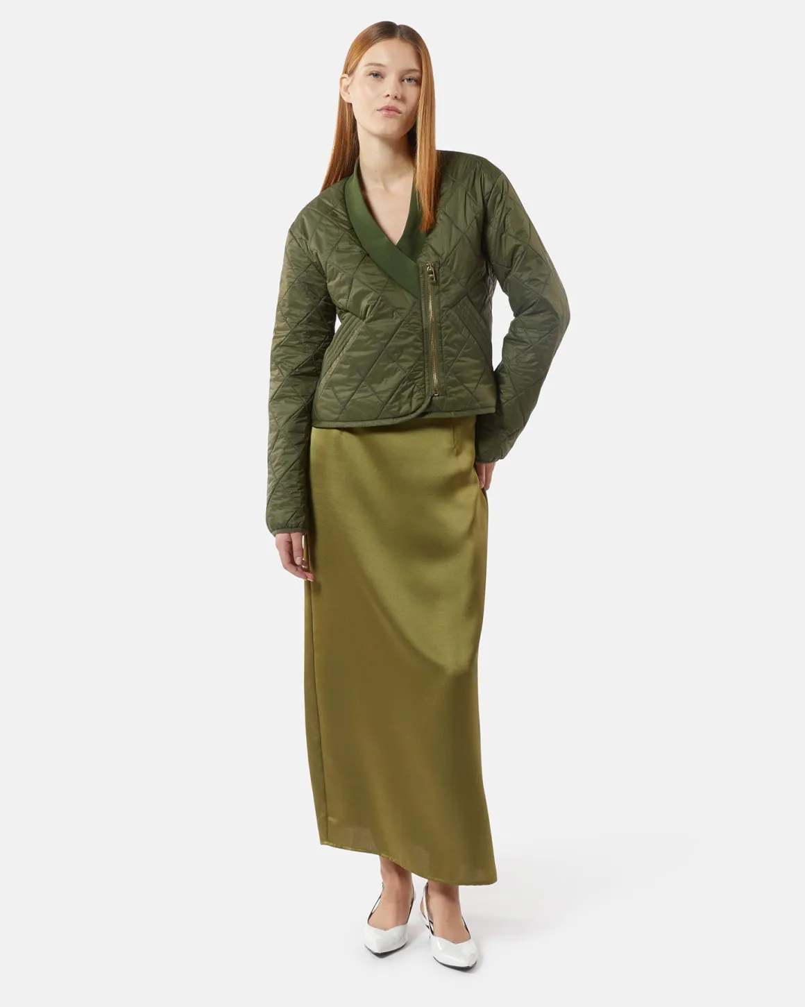 Long satin skirt with detail