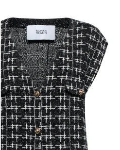Long vest with tweed-effect workmanship