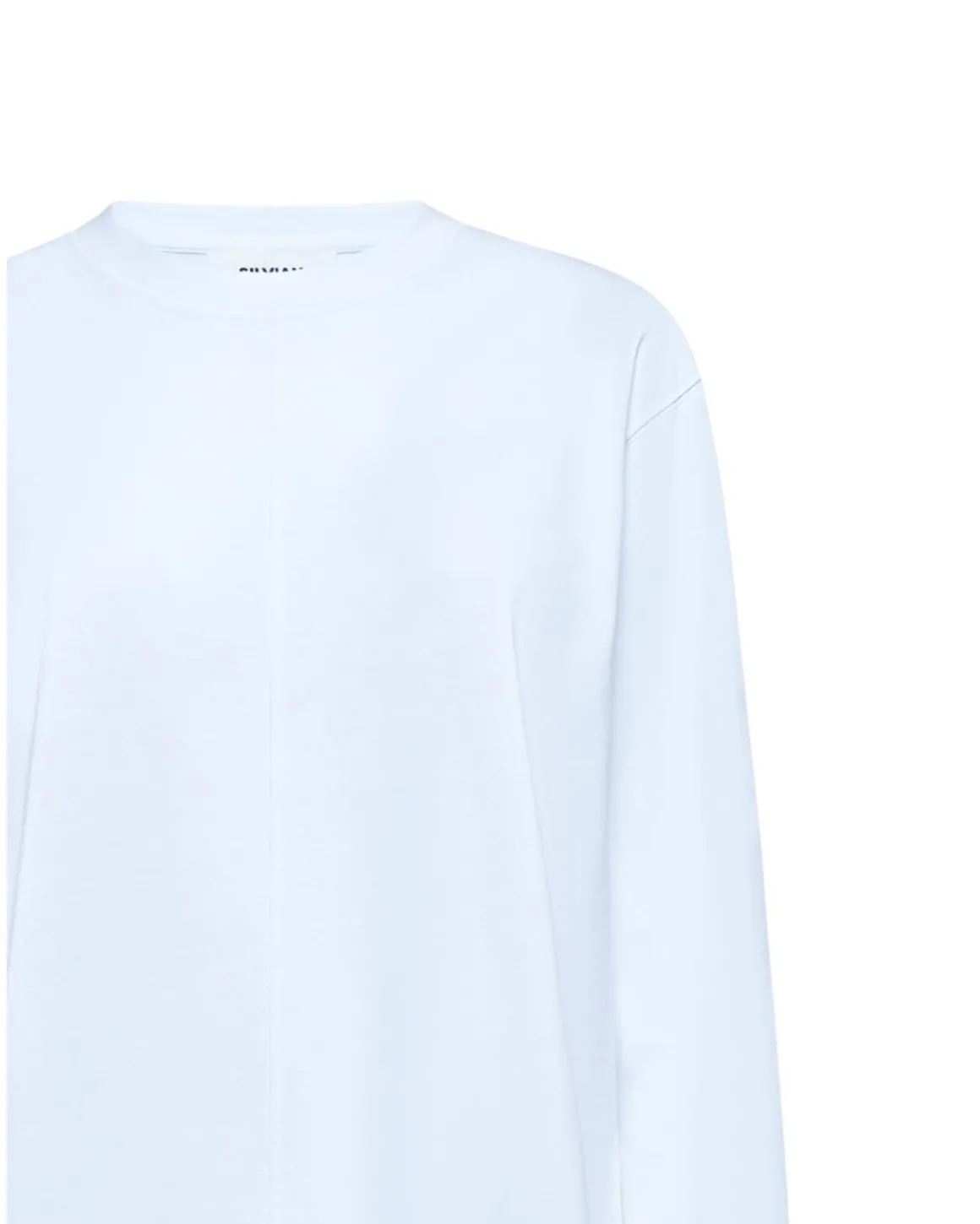 Long-sleeved shirt with straight neck