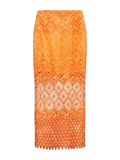 Longuette skirt in pierced fabric
