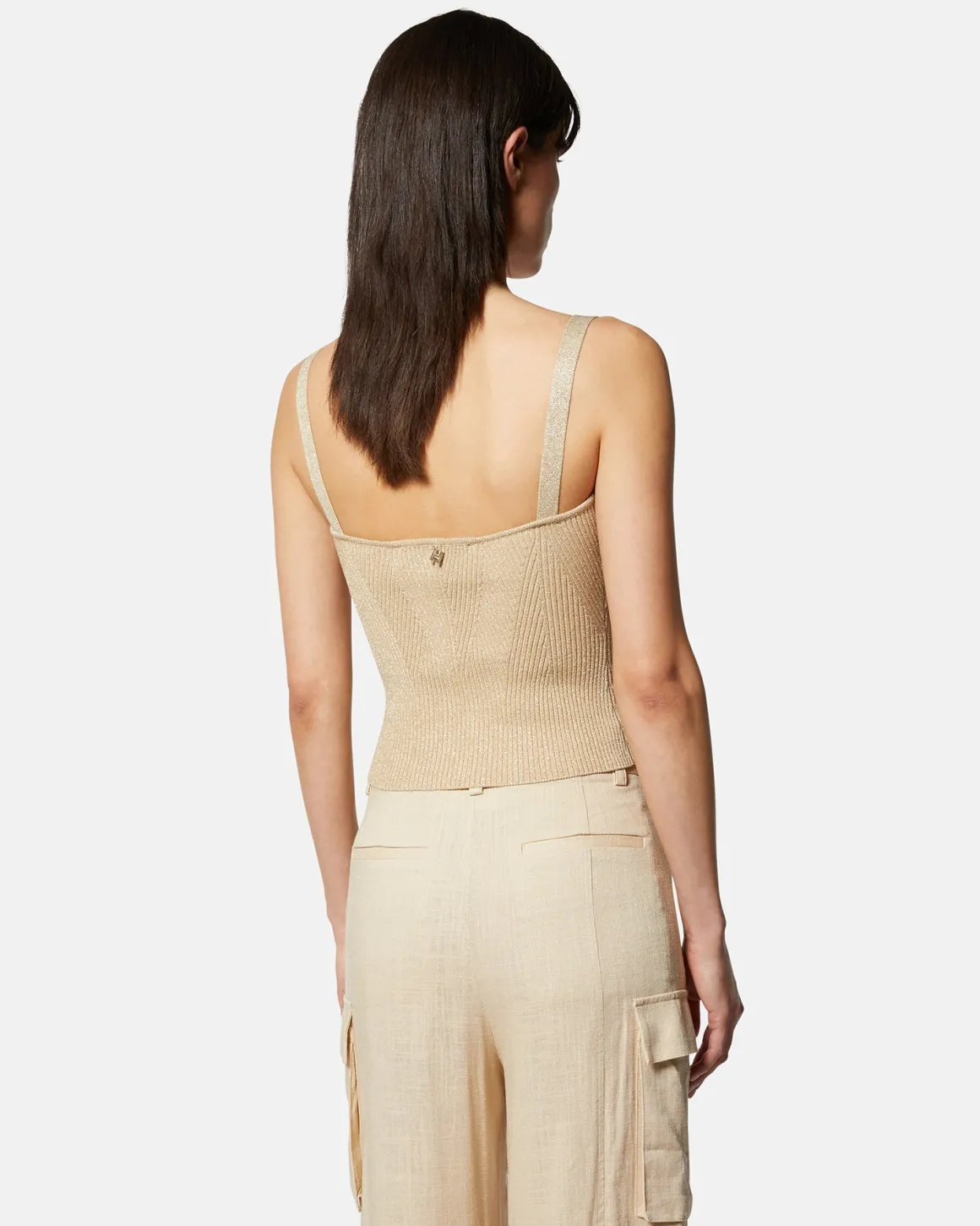 Lurex top with heart neckline