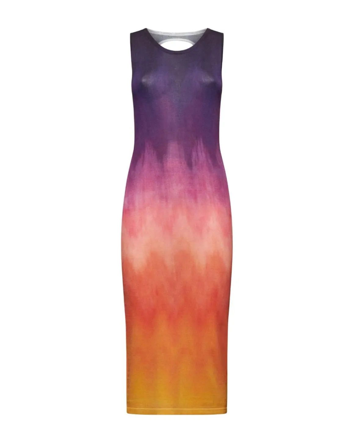 Midi dress in shaded jersey with round neckline