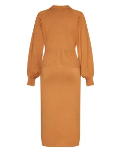 Midi dress with balloon sleeves