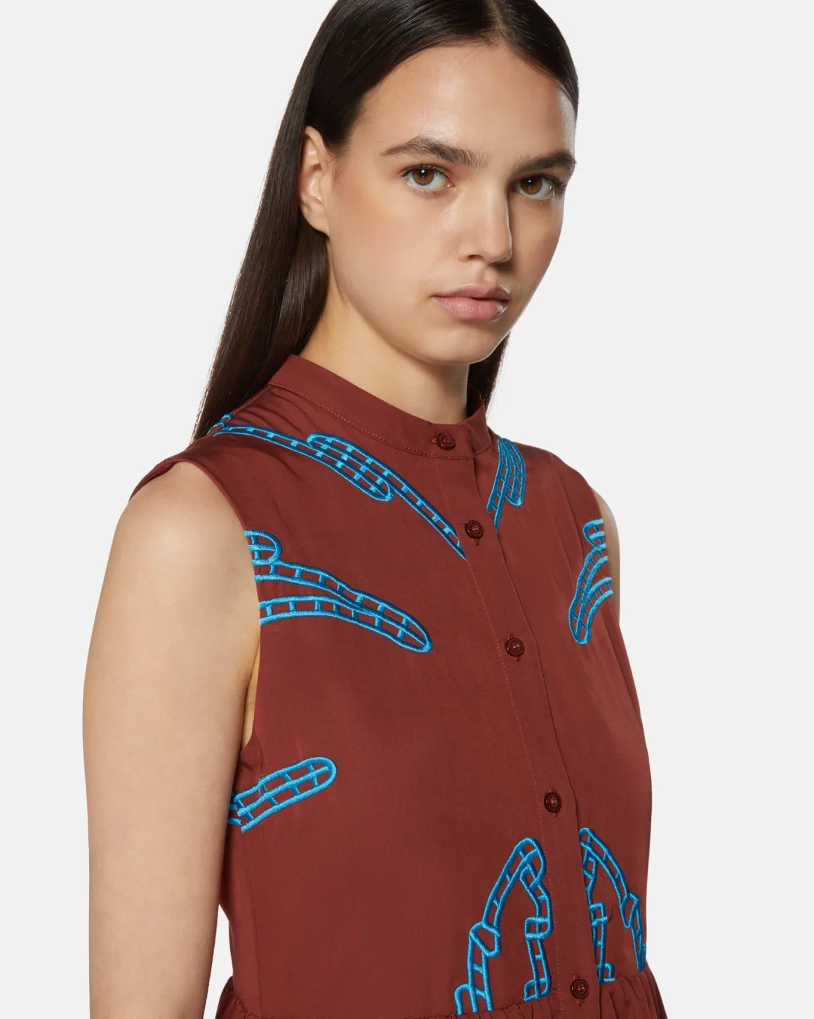 Midi dress with embroidered motifs