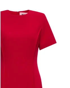 Midi dress with round neckline
