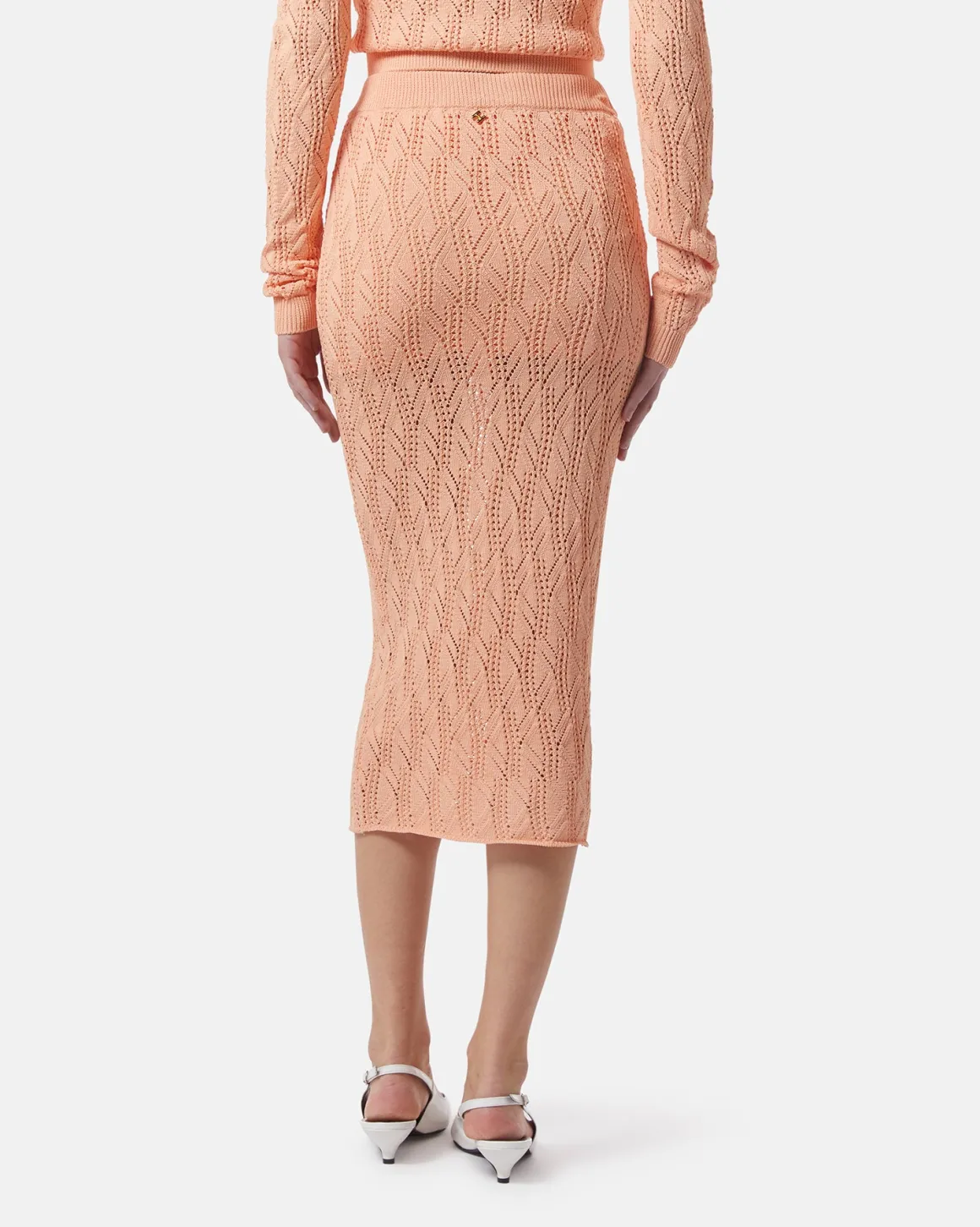 Midi skirt in a perforated jersey