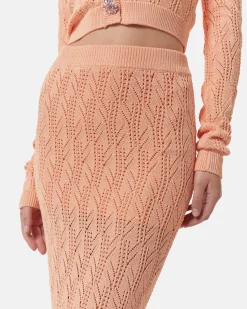 Midi skirt in a perforated jersey
