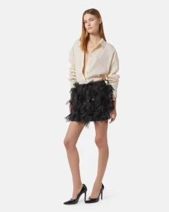 Miniskirt with floral apllications