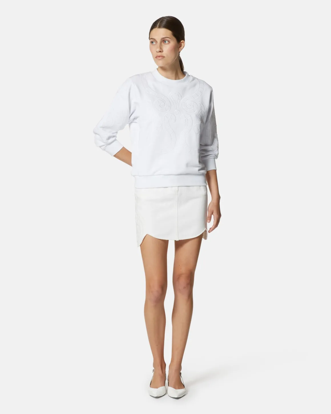 Miniskirt with tone tone embroidery