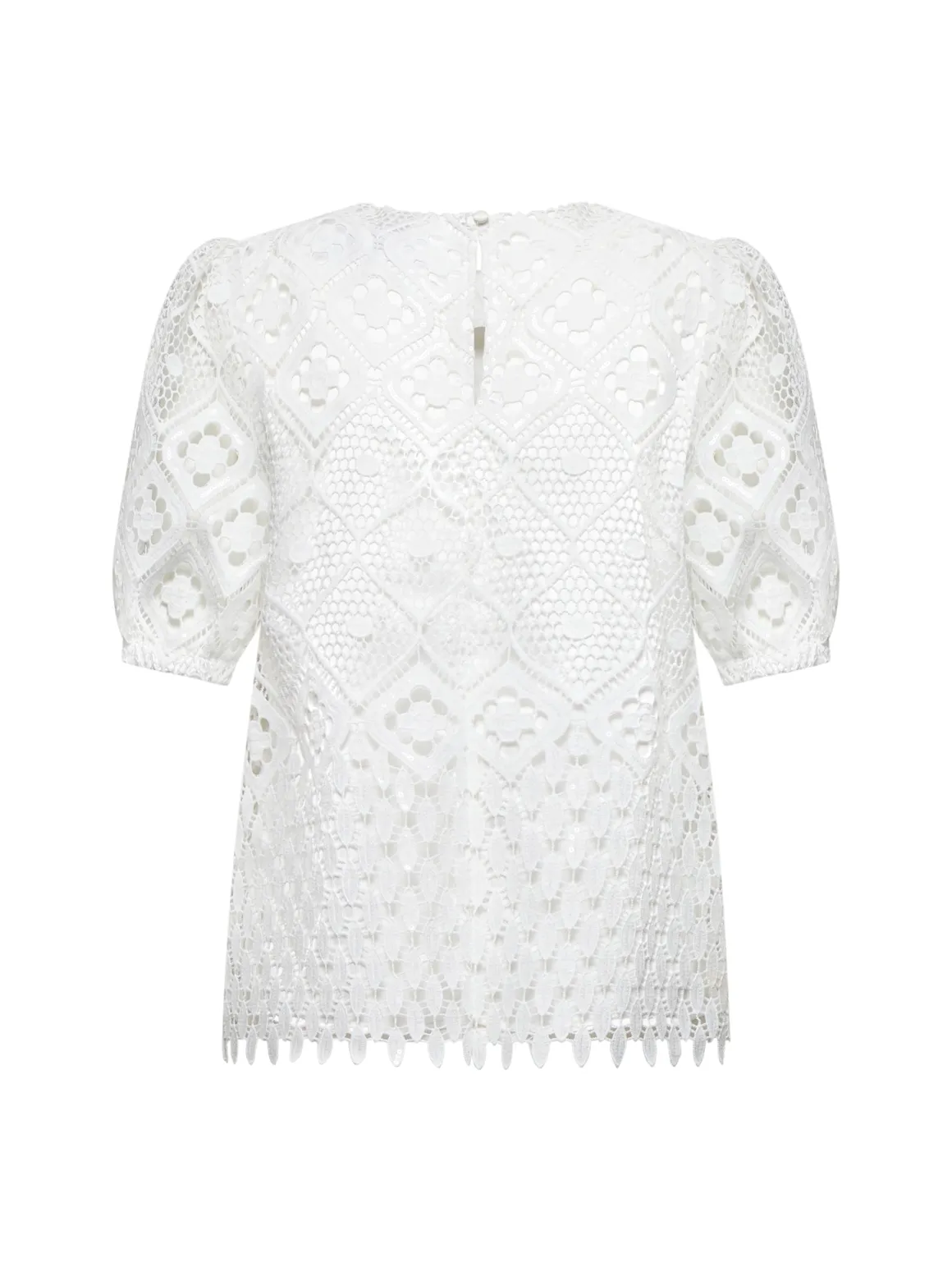 Pitched lace blouse with puff sleeves