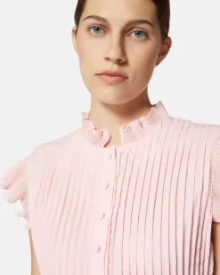 Pleated midi dress with belt