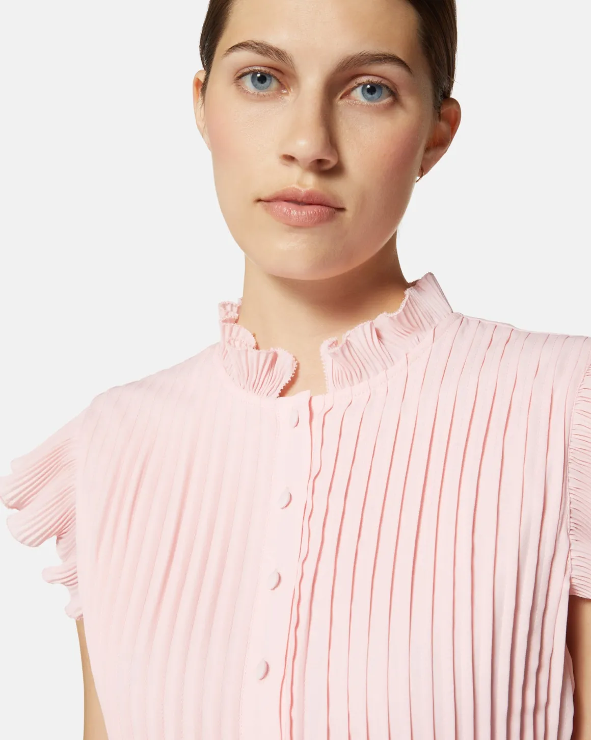 Pleated midi dress with belt
