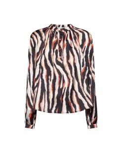 Printed blouse with gathered collar