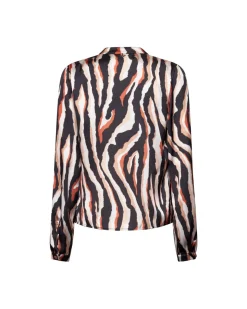 Printed blouse with gathered collar