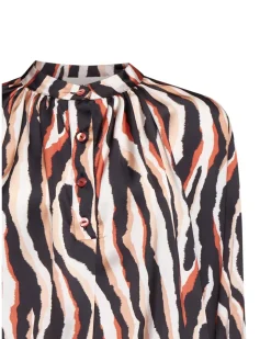 Printed blouse with gathered collar