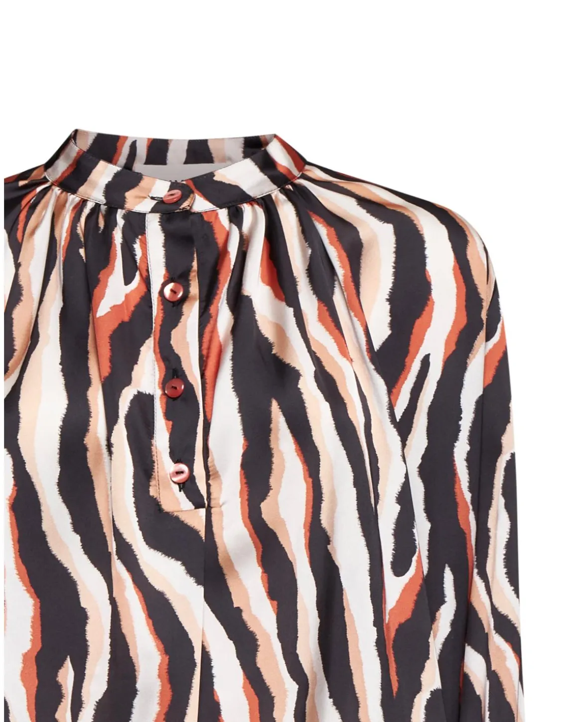 Printed blouse with gathered collar