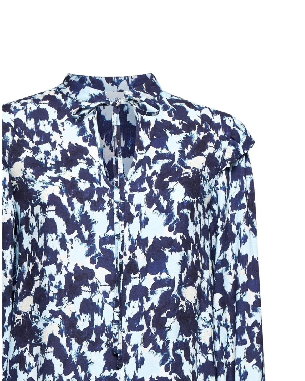 Printed blouse with tie collar
