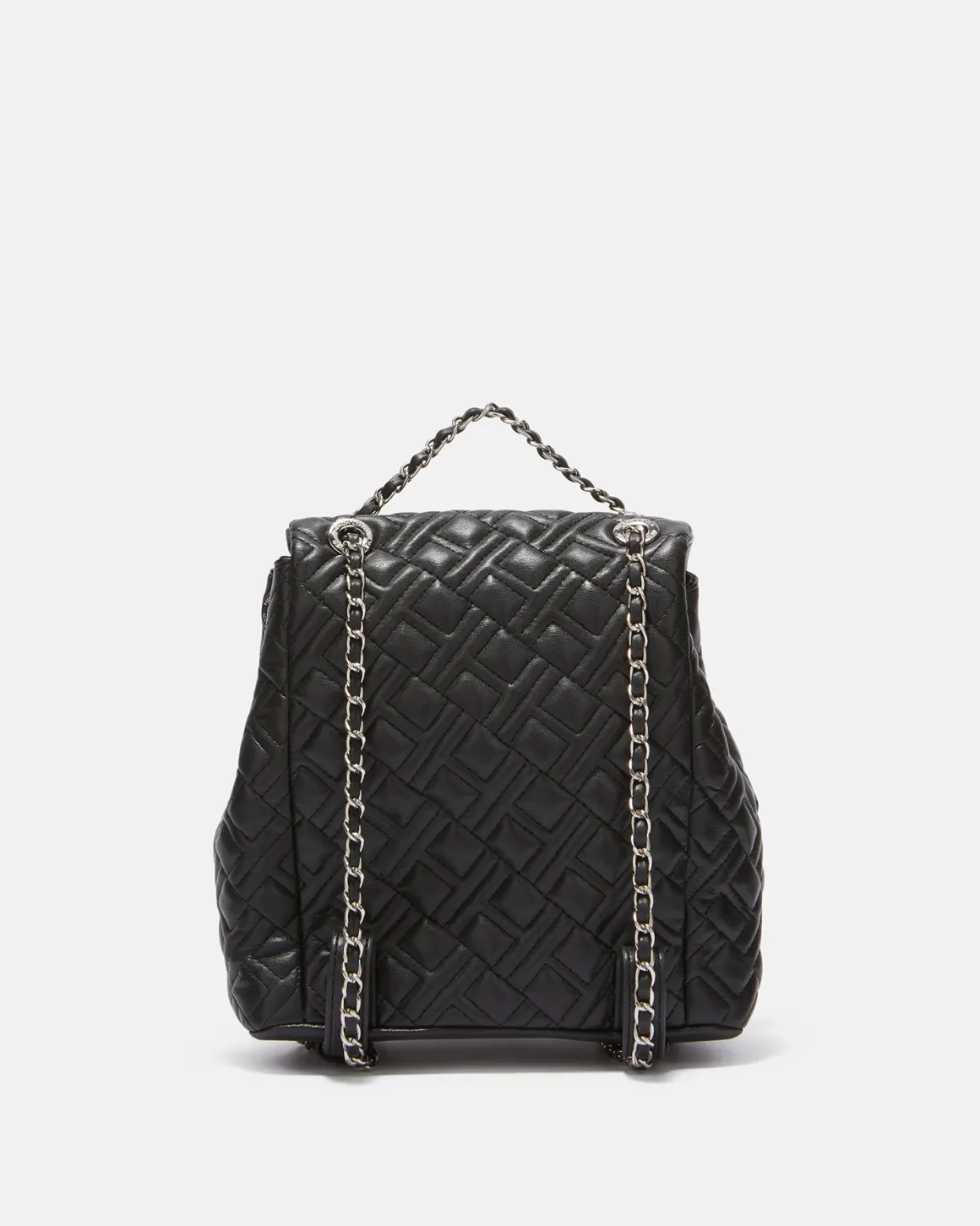 Quilted eco -leather backpack with flap closure