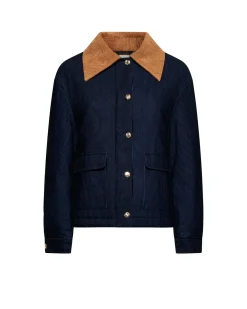 Ribbed jacket with contrasting collar