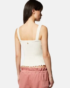 Ribbed jersey top with buttons