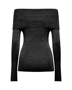 Ribbed off-the-shoulder sweater