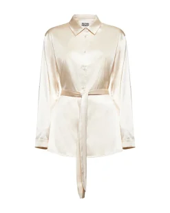 Satin shirt with front knot
