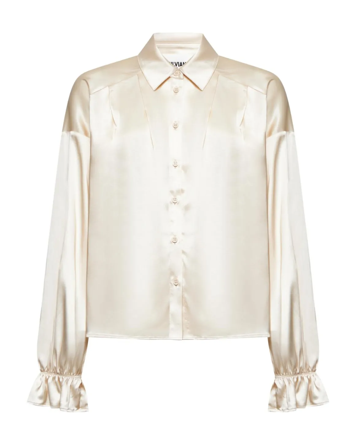 Satin shirt with ruffled sleeves
