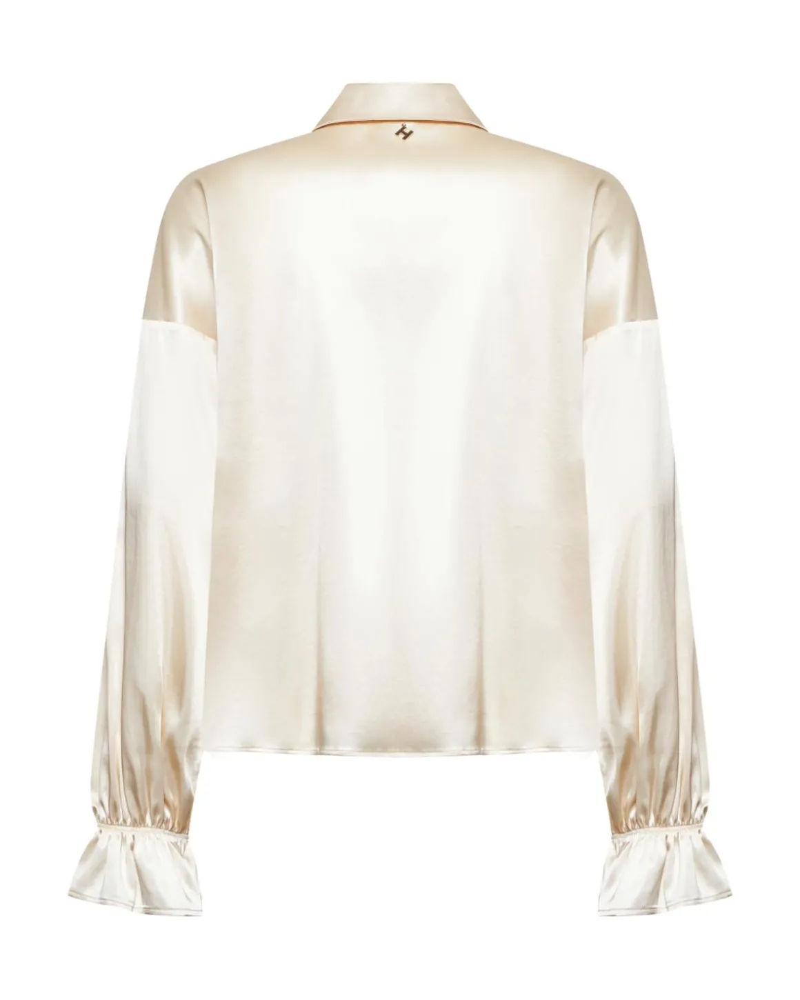 Satin shirt with ruffled sleeves