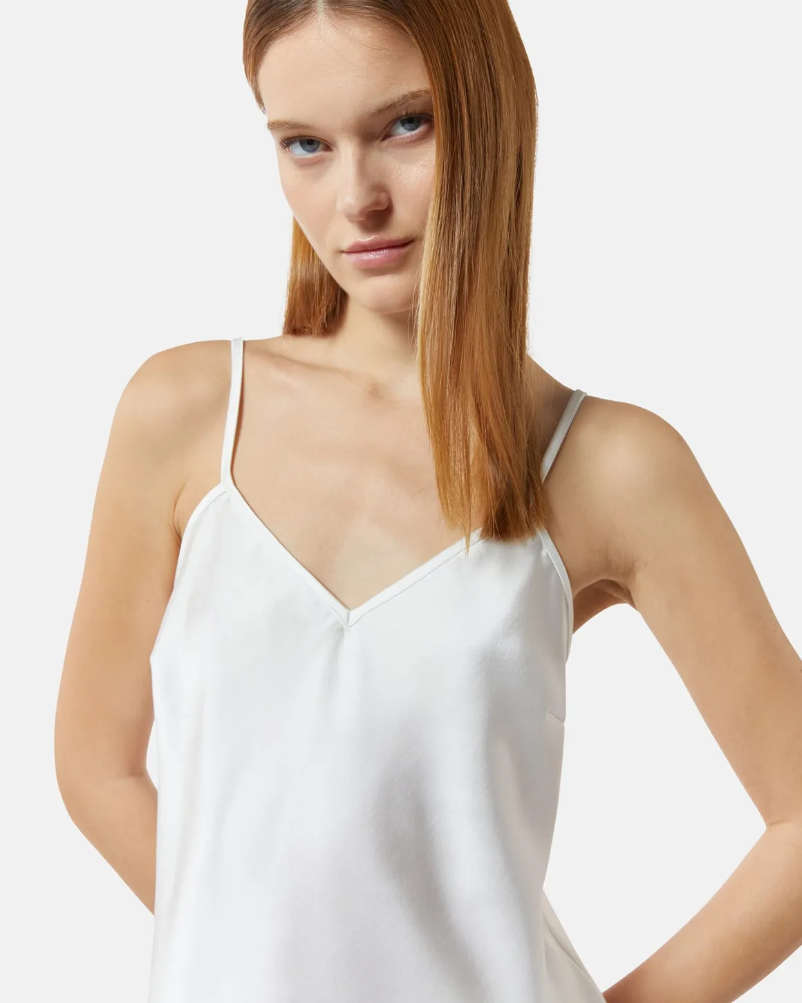 Satin top with thin straps