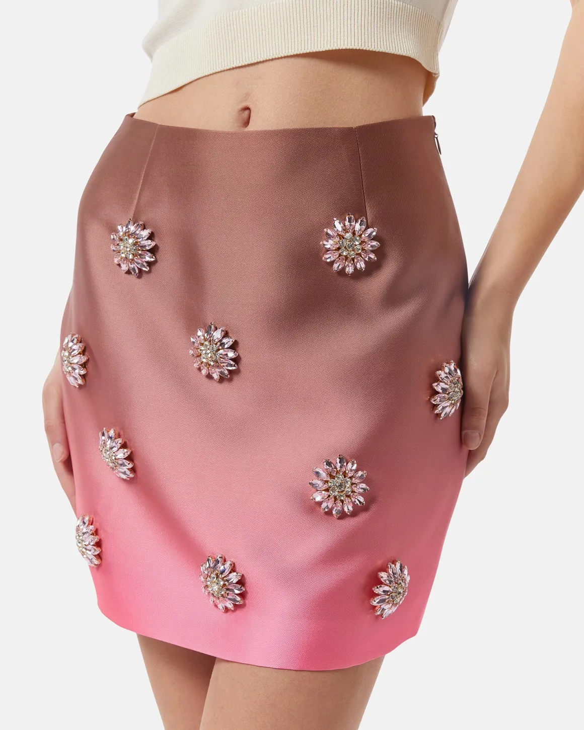 Share miniskirt with jewel applications