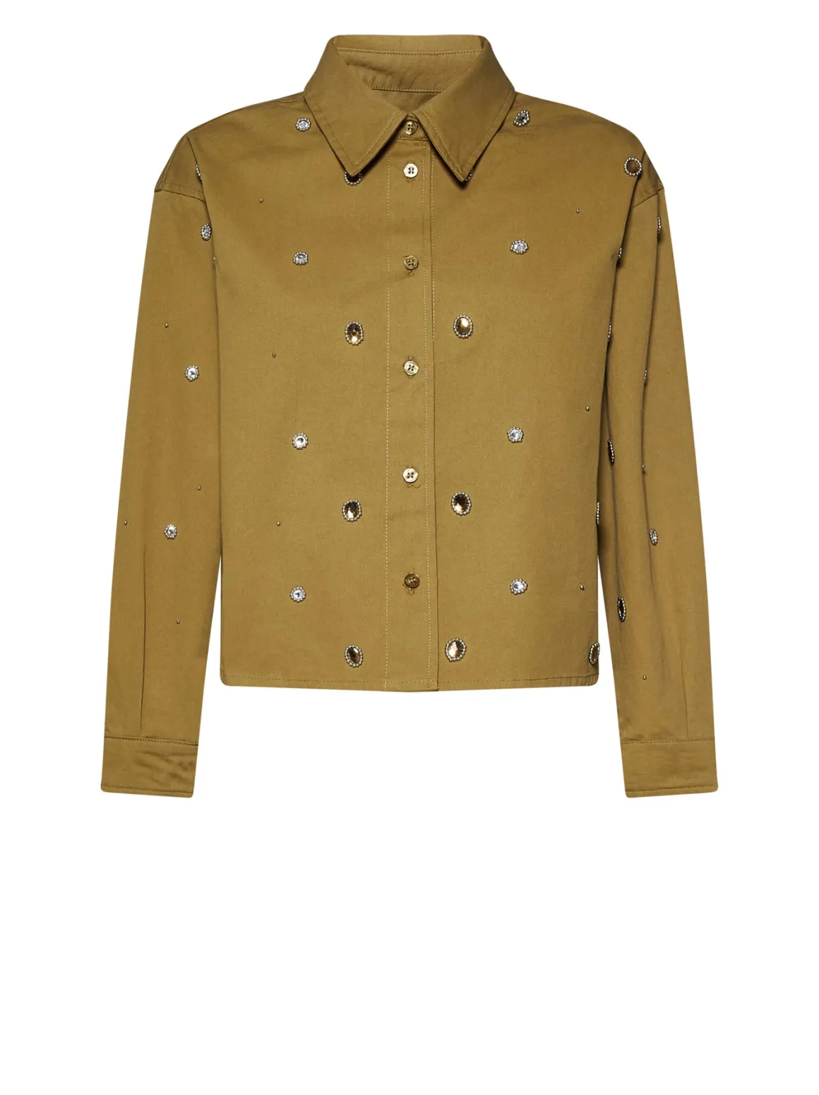 Shirt decorated with precious applications