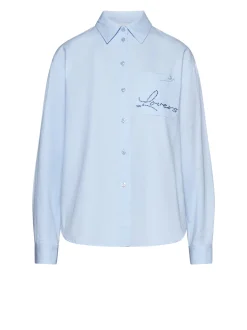 Shirt with calligraphic embroidery